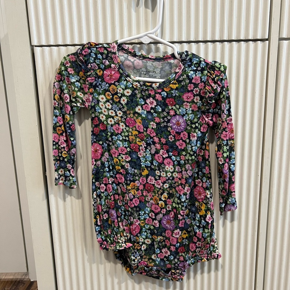 Posh Peanut Floral Bamboo Ruffle Romper Multicolor